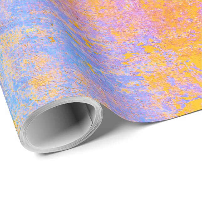 Papel De Presente textura pintada em cores de pôr do sol (Ponta do rolo)