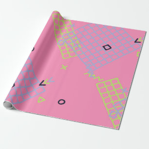 Papel De Presente Textura Retro Memphis. Fundo sem costura em Tren