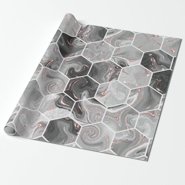 Papel De Presente Textura uniforme de hexágono mármore com padrão do (Desenrolado)