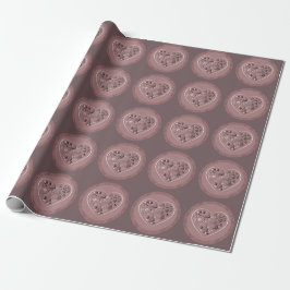 Papel De Presente "Thank You" Dusty Rose Heart Wrapping Paper