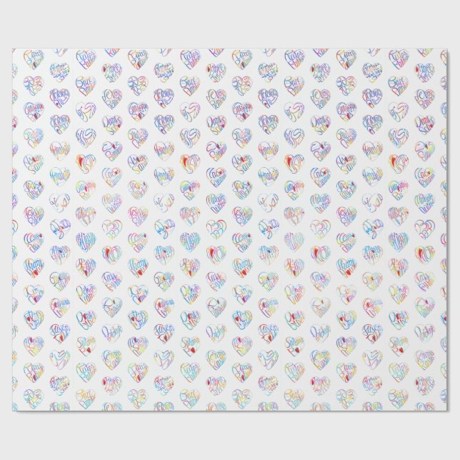 Papel De Presente Thank you & heart in 44langs as ♡shaped DC pattern (Aberto)