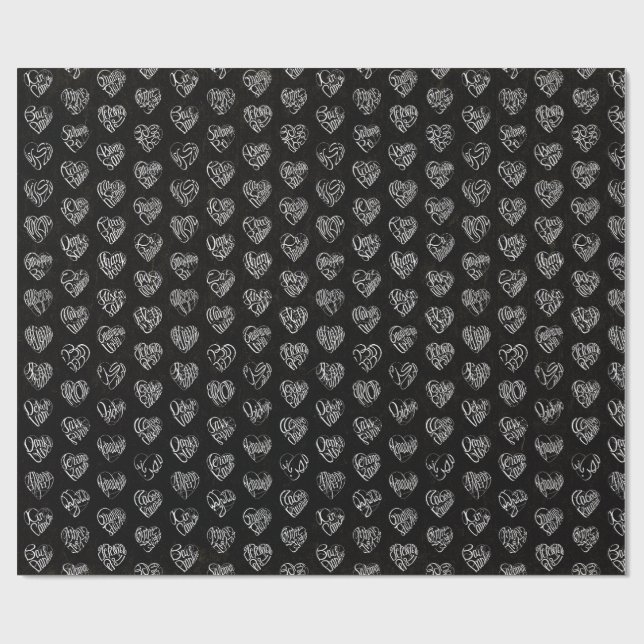 Papel De Presente Thank you in 44langs as white heart shaped pattern (Aberto)