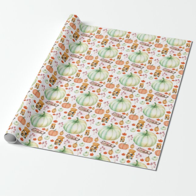 Papel De Presente Thanksgiving pumpkin Decor Fall Farmhouse  (Desenrolado)