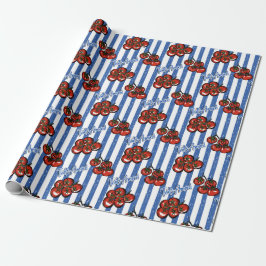 Papel De Presente That's amore cherry tomatoes blue stripes Italian 