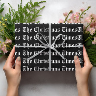 Papel De Presente The Christmas Time Black White Custom Text