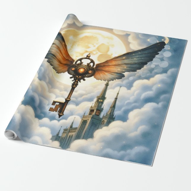 Papel De Presente The Key of Eternity – Steampunk Wings  (Desenrolado)