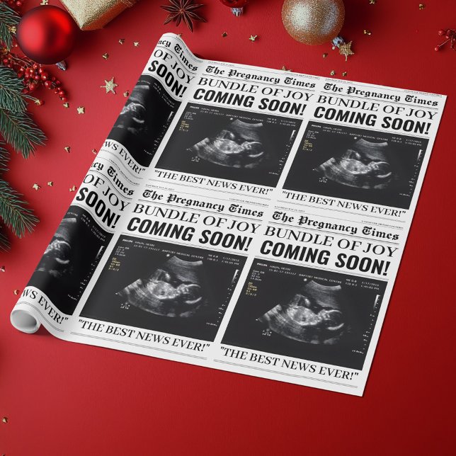 Papel De Presente The Pregnancy Times Newspaper Custom Baby Photo (Criador carregado)