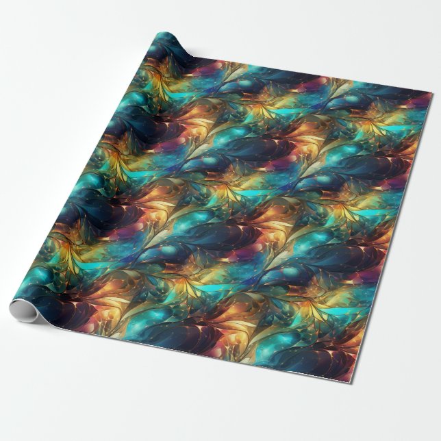 Papel De Presente Threads Luminosos: Design de Onda Leve 3D (Desenrolado)