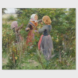 Papel De Presente Three Girls Picking Blackberry (por Brendekilde)