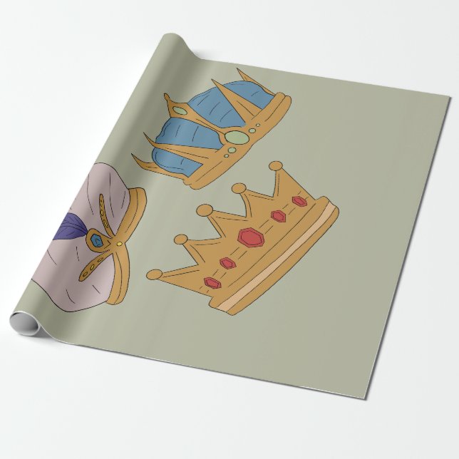 PAPEL DE PRESENTE THREE KING CROWN WRAPPING PAPER (Desenrolado)