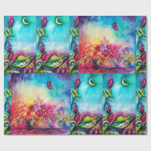 PAPEL DE PRESENTE THUMBELINA DORMINDO ENTRE FOLHAS DE ROSA