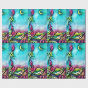 PAPEL DE PRESENTE THUMBELINA DORMINDO ENTRE FOLHAS DE ROSA