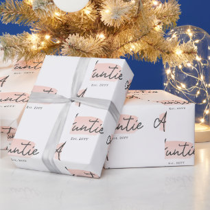 Papel De Presente Tia Minimalista Bebê Rosa Pincel Traço Nova Tia
