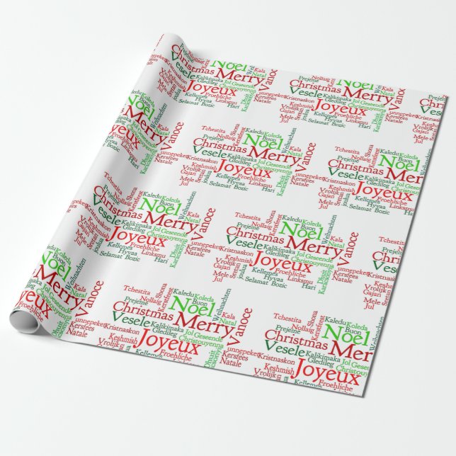 Papel De Presente Tidings De Natal Pelo Mundo (Desenrolado)