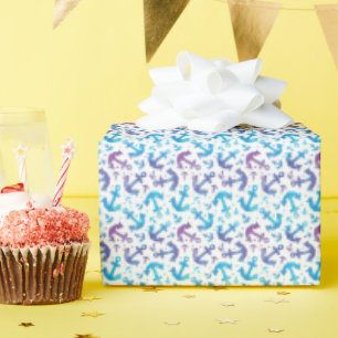 Papel De Presente Tie Dye Anchor Patterno