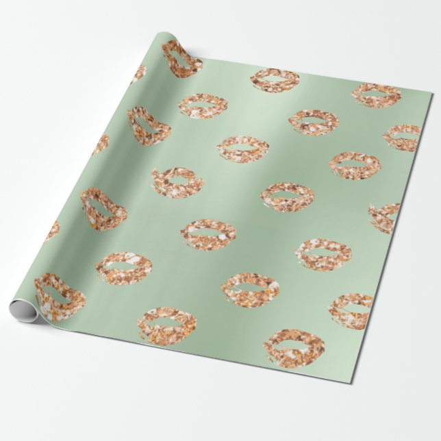 Papel De Presente Tiffany Verde da Casa Metálica 3D Rosa de Cobre Do (Desenrolado)