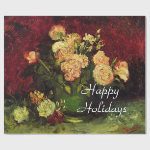 Papel De Presente Tigela com Peônias e Rosas, Vincent van Gogh.