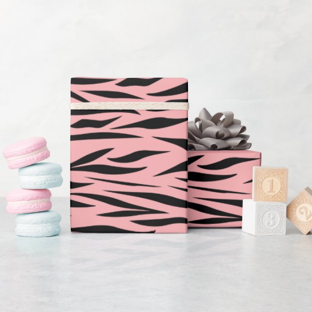 Papel De Presente Tiger Animal Patterno Doce Dezesseis Rosa Sem Seme (Chá de bebê)