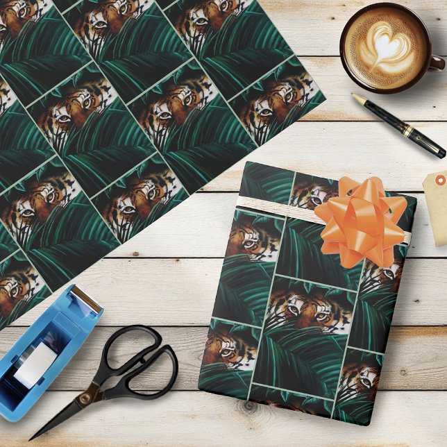 Papel De Presente Tiger Green Jungle Folaves (Criador carregado)