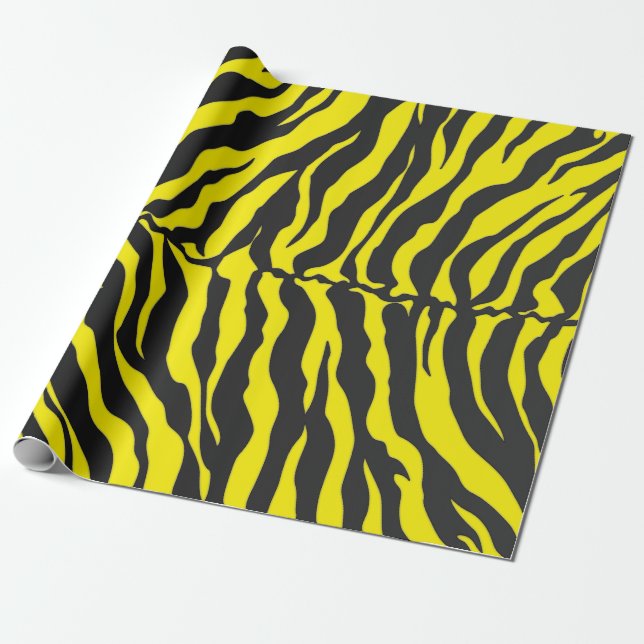 Papel De Presente Tigre Amarelo E Preto Para Impressão Animal (Desenrolado)