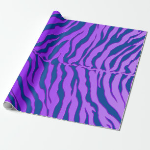 Papel De Presente Tigre Azul E Roxo Impressão Animal