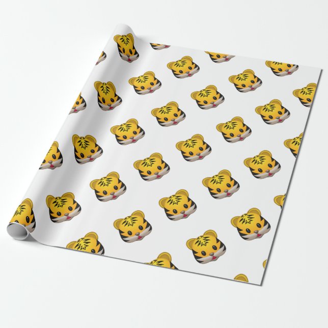 Papel De Presente Tigre bonito Emoji (Desenrolado)