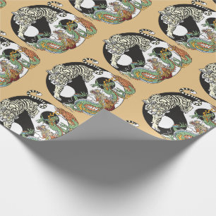 Papel De Presente Tigre branco versus dragão verde na guerra yin ya