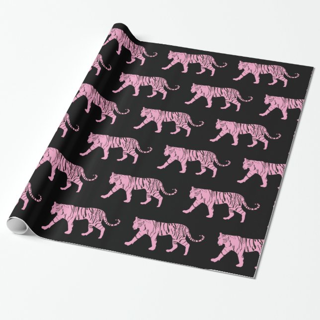 Papel De Presente Tigre cor-de-rosa (Desenrolado)