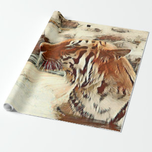 Papel De Presente tigre de natação de cor quente