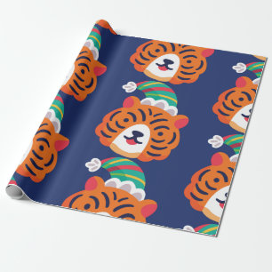 Papel De Presente tigre de natal feio santa claus