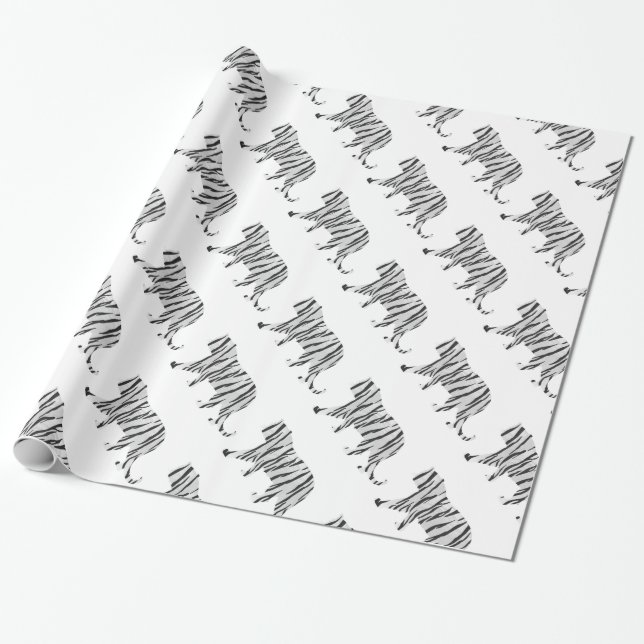 Papel De Presente Tigre de silicone preto e branco (Desenrolado)