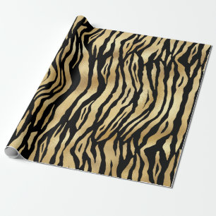 Papel De Presente Tigre-Dourado-preto-moderno faz strippers Aniversá