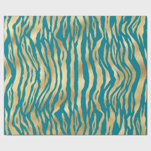 Papel De Presente Tigre Dourado Shimmer Moderno Tiger Strips Anivers