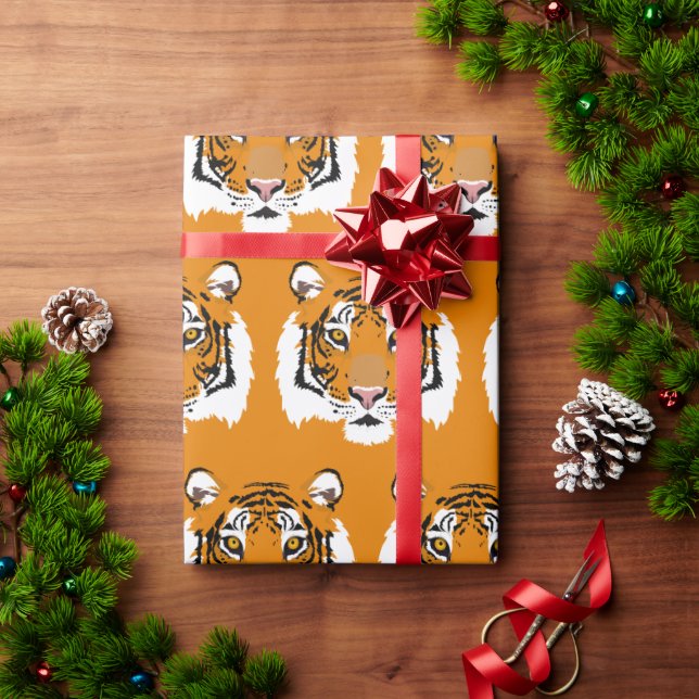 Papel De Presente Tigre Face (Presente de Natal)