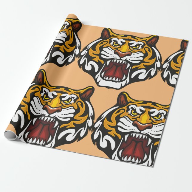 Papel De Presente Tigre Head (Desenrolado)