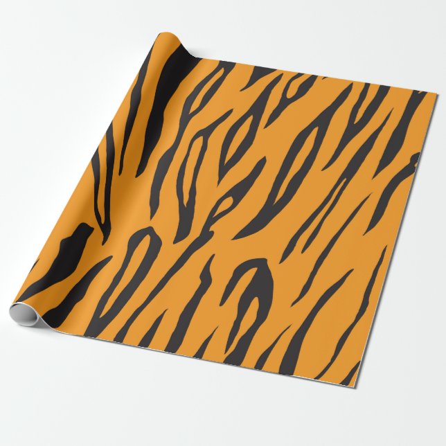 Papel De Presente Tigre Impressão laranja e preto (Desenrolado)