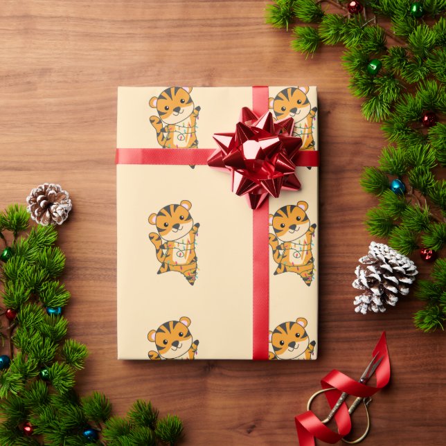 Papel De Presente Tigre Natal Neve Inverno Animais Embalagem de Tigr (Presente de Natal)