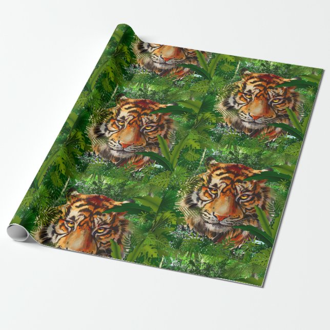Papel De Presente Tigre - Nature Jungle Tiger Wrappaper (Desenrolado)