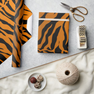 Papel De Presente Tigre Preto E Laranja Impressão Animal