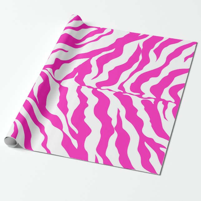 Papel De Presente Tigre-rosa e branco tira impressão animal (Desenrolado)