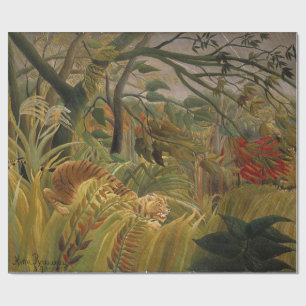 Papel De Presente Tigre surpreendido em uma tempestade tropical