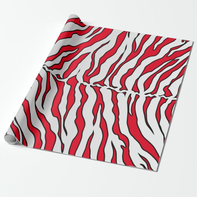 Papel De Presente Tigre Vermelho E Branco Impressão Animal (Desenrolado)