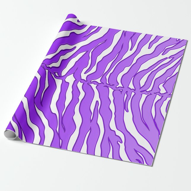 Papel De Presente Tigres Brancos E Roxos Impressão Animal (Desenrolado)