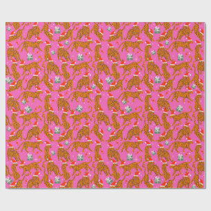 Papel De Presente Tigres fascinantes com lábios vermelhos e chapéus 