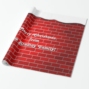 Papel De Presente Tijolo Vermelho com Deriva de Neve - Topo Nevado