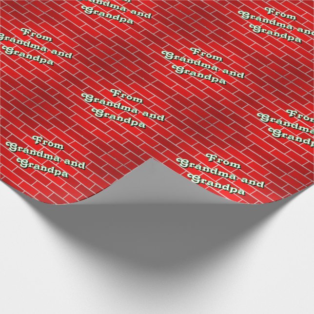 Papel De Presente Tijolo Vermelho Natal Personalizado (Ponta)