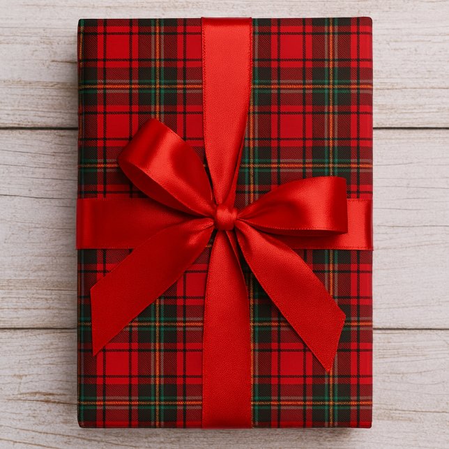 Papel De Presente Timeless Tartan Plaid Red Black Ralph Christmas (Criador carregado)