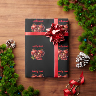 Papel De Presente Tinta a Óleo Vermelha Rica em Romã Estética Elegan