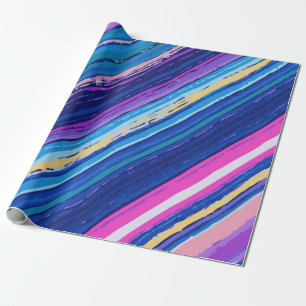 Papel De Presente TintaAbstrataLinhasRosa Azul Amarelo Bold