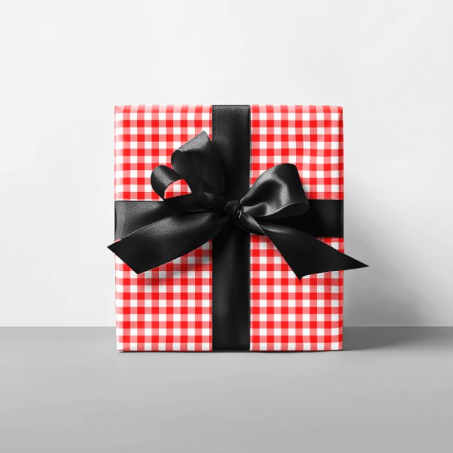 Papel De Presente Tiny Red Gingham (Tiny Red Gingham Wrapping Paper)